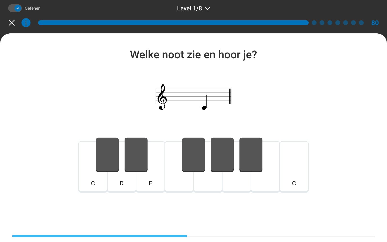 Een notenleesspel in de Earz-app