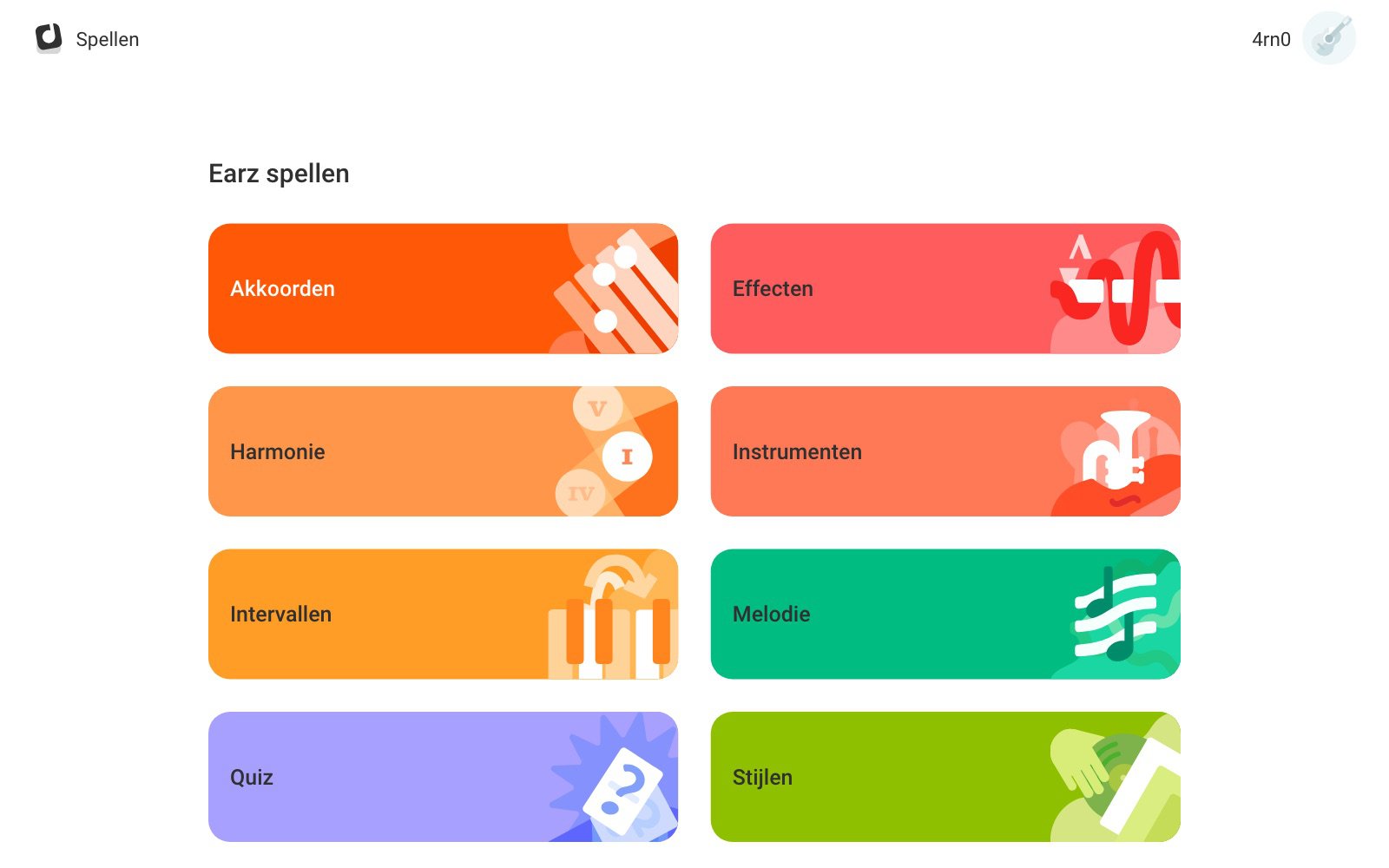 De spellen in de Earz-app, per onderdeel