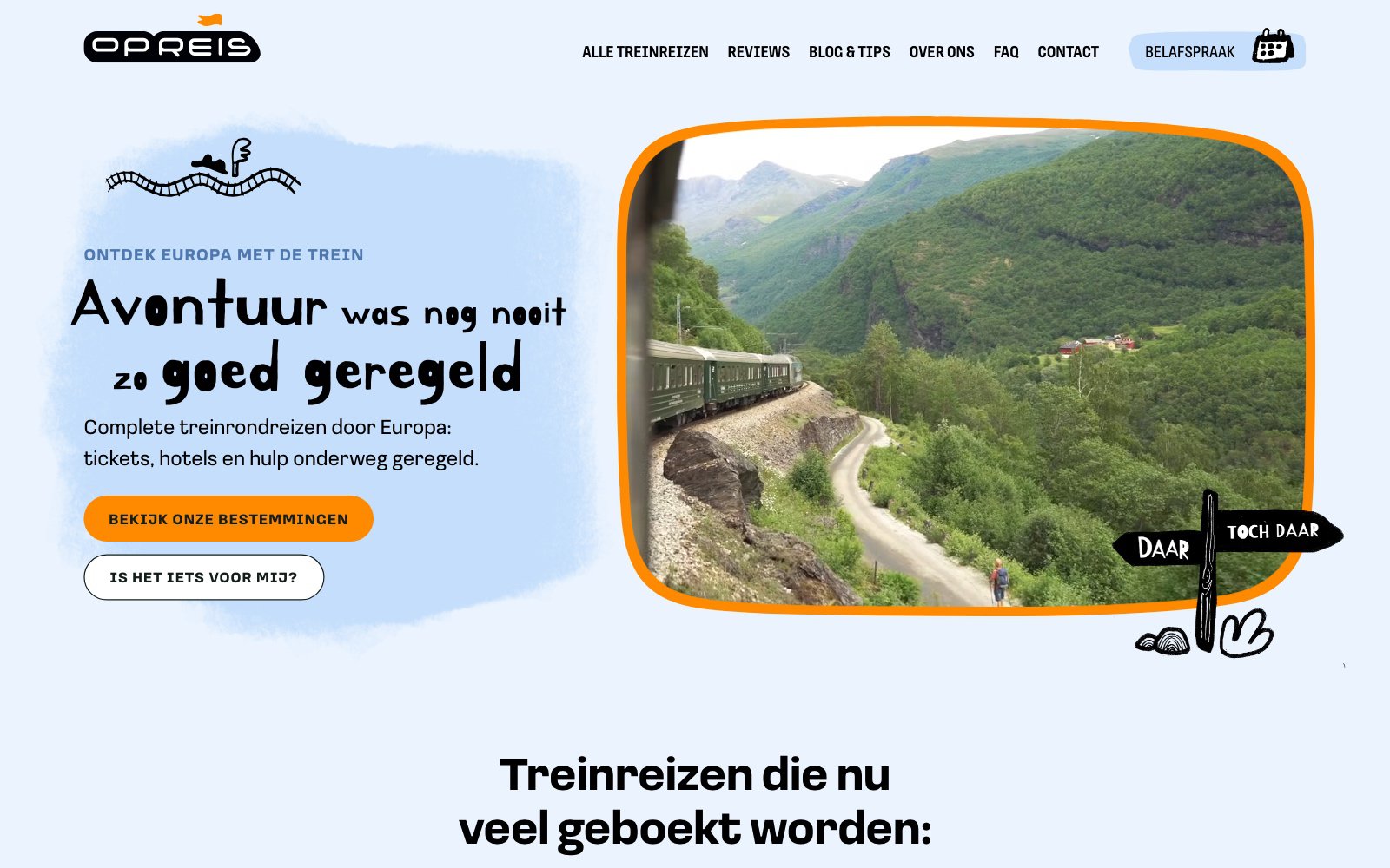 Homepage van Opreis.nl