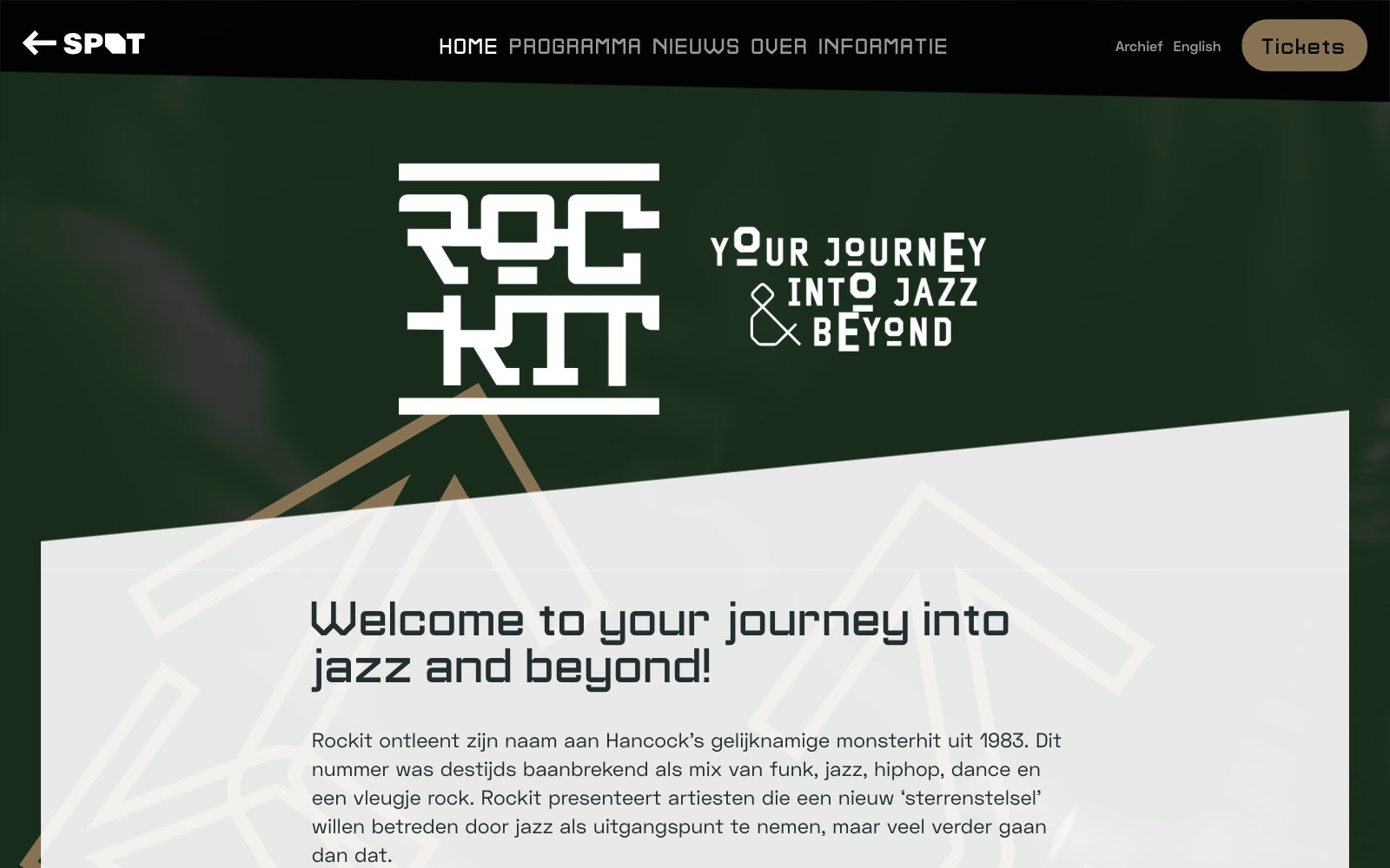 De site van Rockit, het jazzfestival van SPOT Groningen