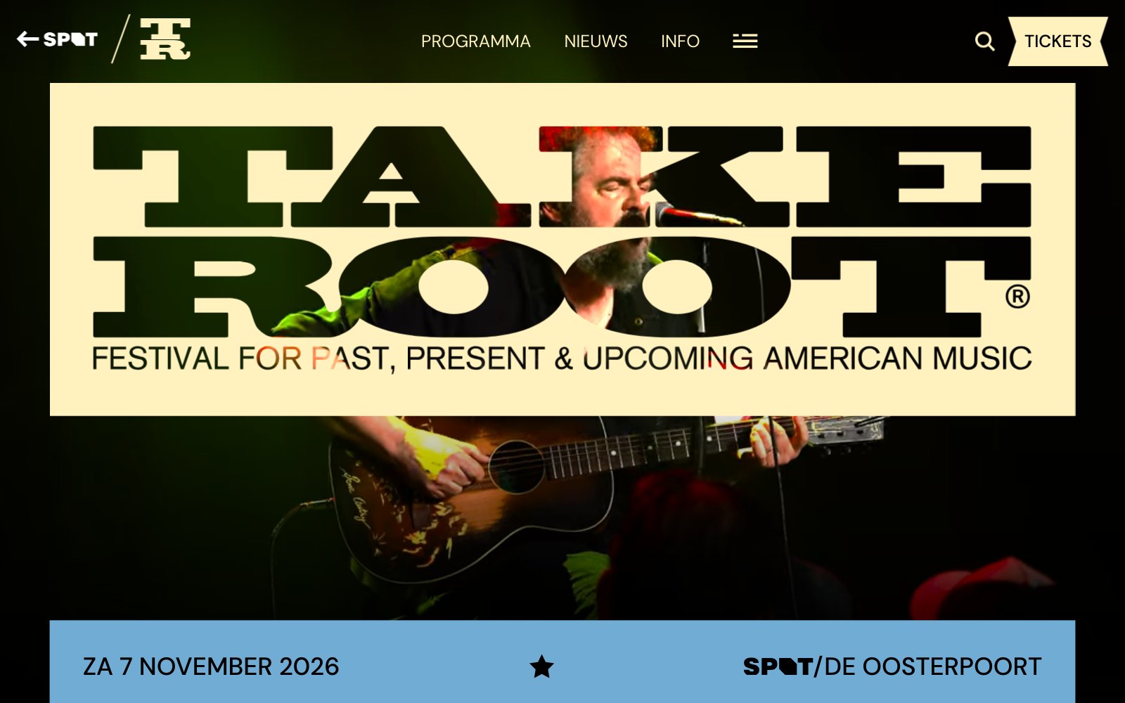 De site van TakeRoot, het Americana-festival van SPOT Groningen